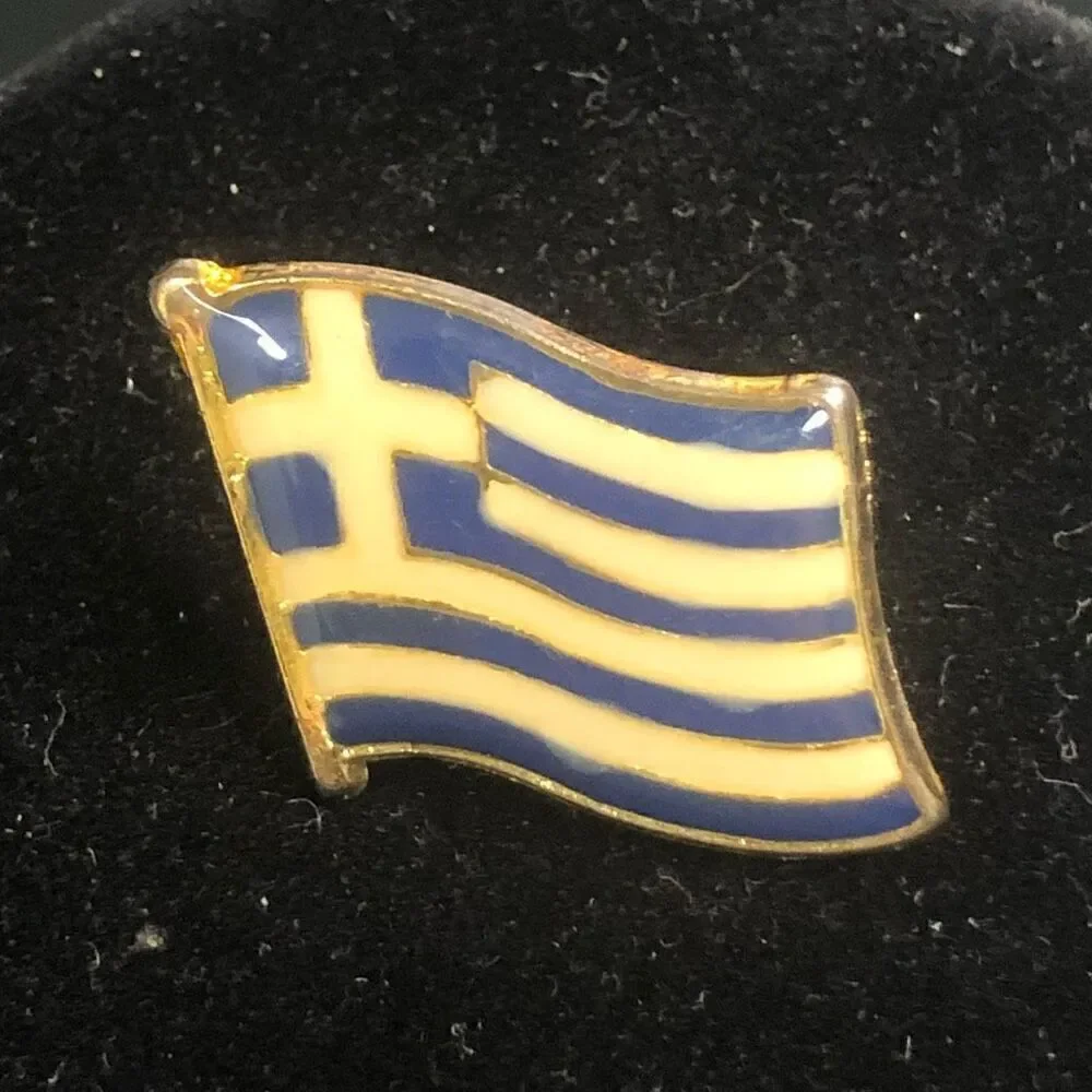 greece flag enamel pin 1 inch white blue travel souvenir‎